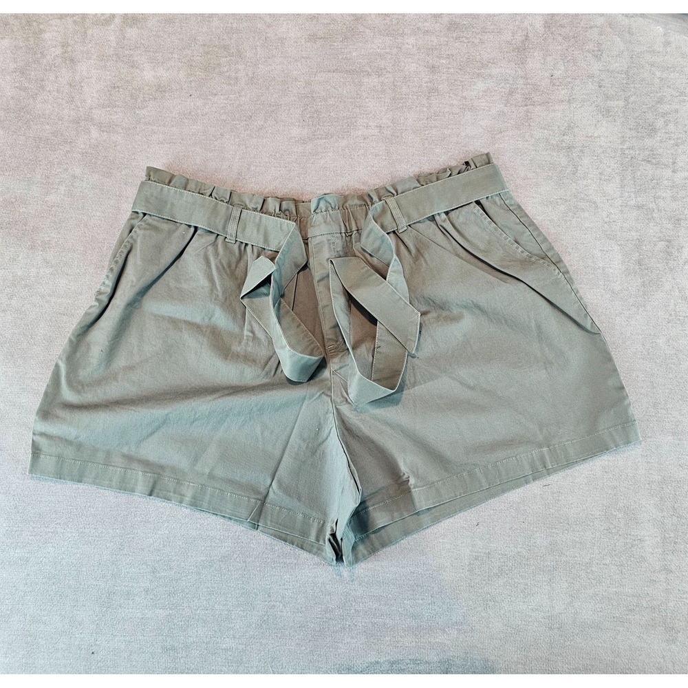 Candace Cameron Bure Regular Paper Bag Tie Waist Short Olive Ash petite 1X